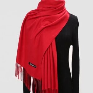 Vibrant Red Cashmere Scarf